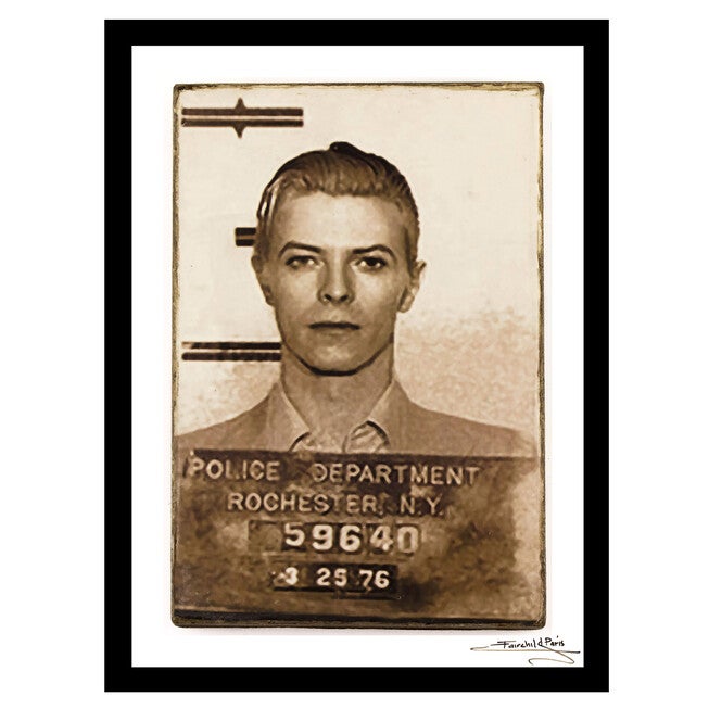 David Bowie Mugshot - White / Black - 14x18 Framed Print, WHITE BLACK, hi-res image number 0