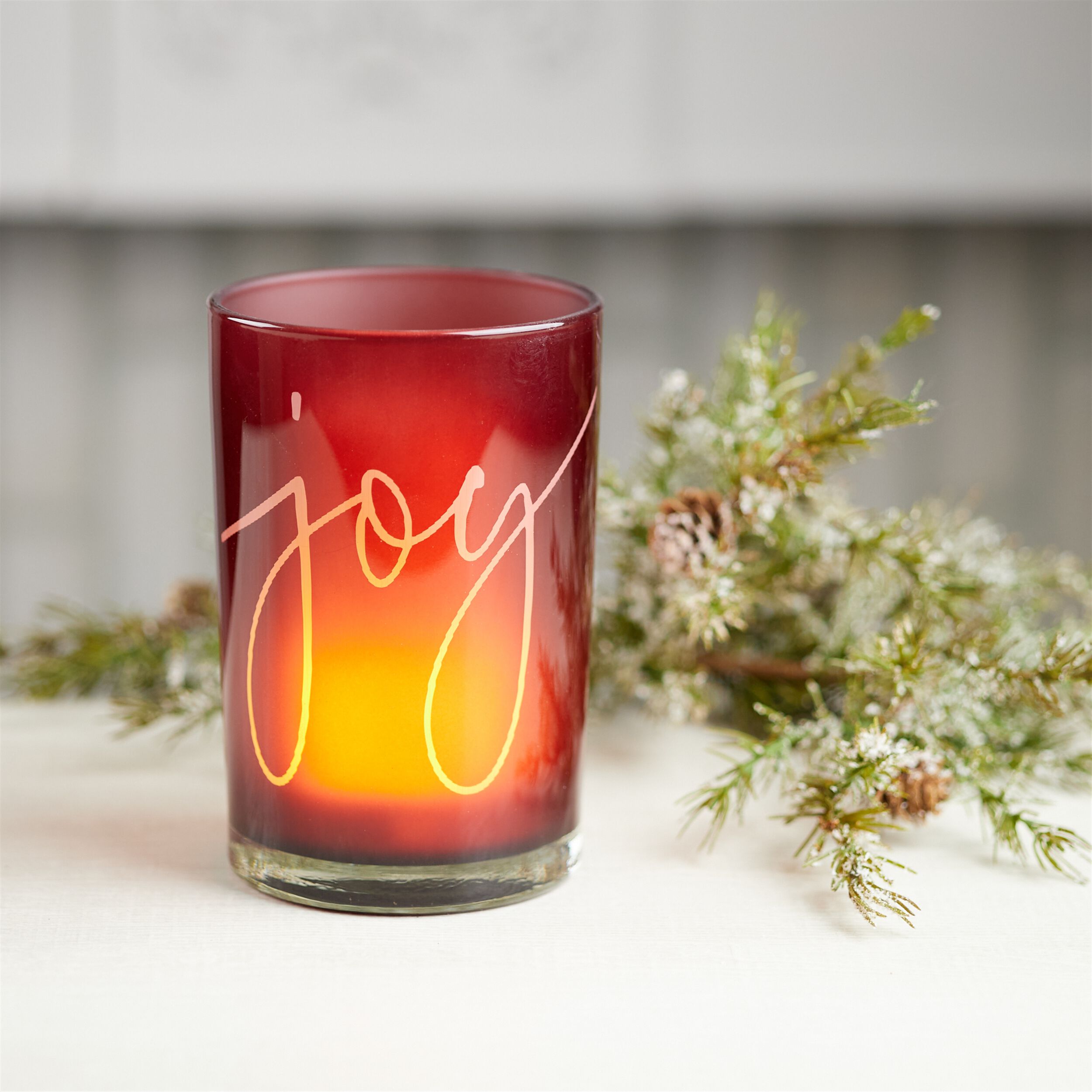 Joy Glass Votive Holder (Set of 2), RED, alternate image number 5