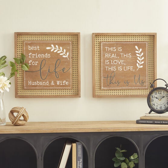 Set Of 2 Brown Wood Farmhouse Wall Decor, , alternate image number null
