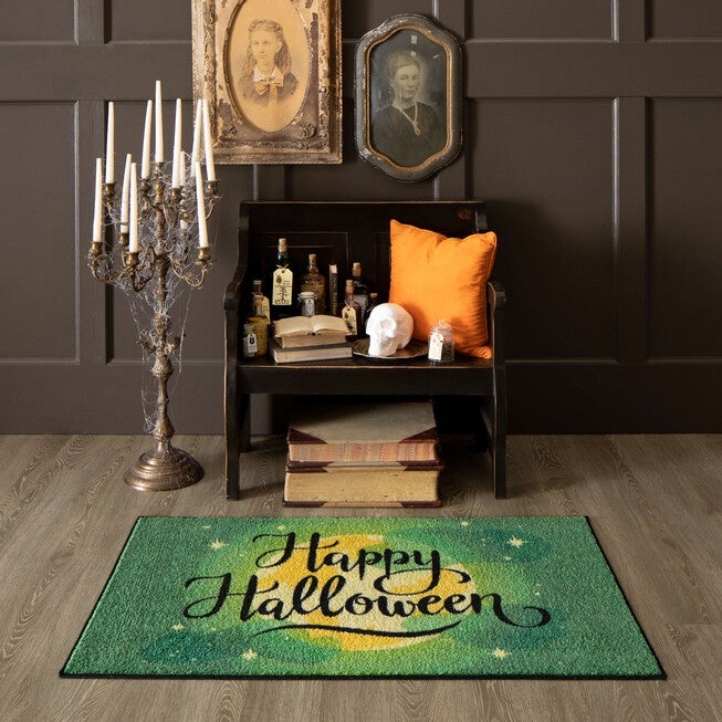 Halloween Moon Purple Kitchen Rug, , alternate image number null