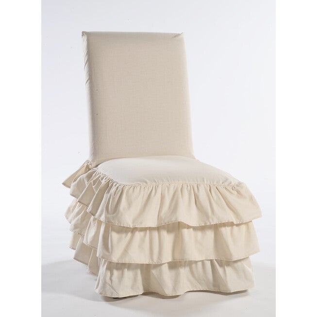 3-Tier Ruffled Dining Chair Slipcover , KHAKI, hi-res image number 0