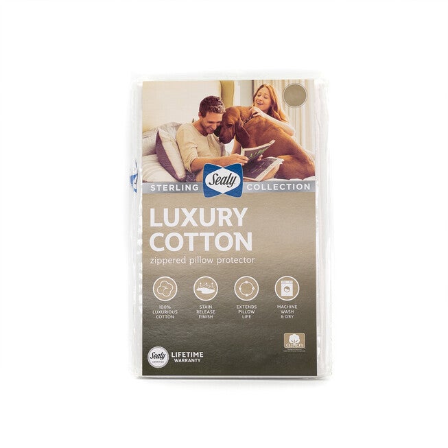Sealy Luxury Cotton Pillow Protector, WHITE, hi-res image number null