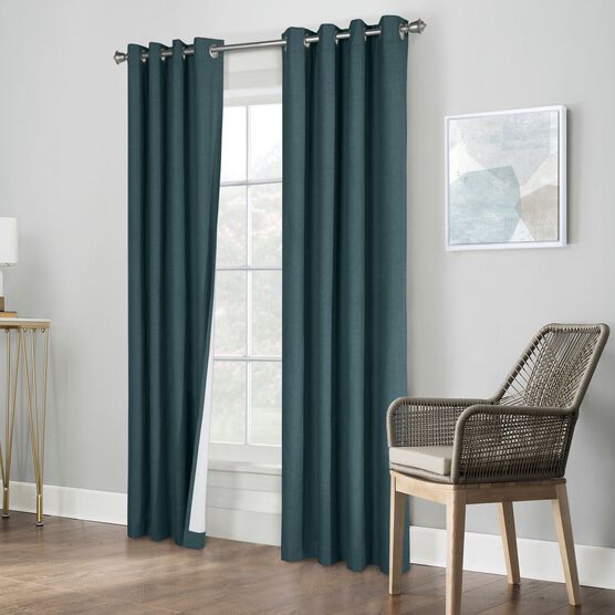 Thermaplus Ventura Indoor Grommet Curtain Panel Pair, INDIGO, hi-res image number null