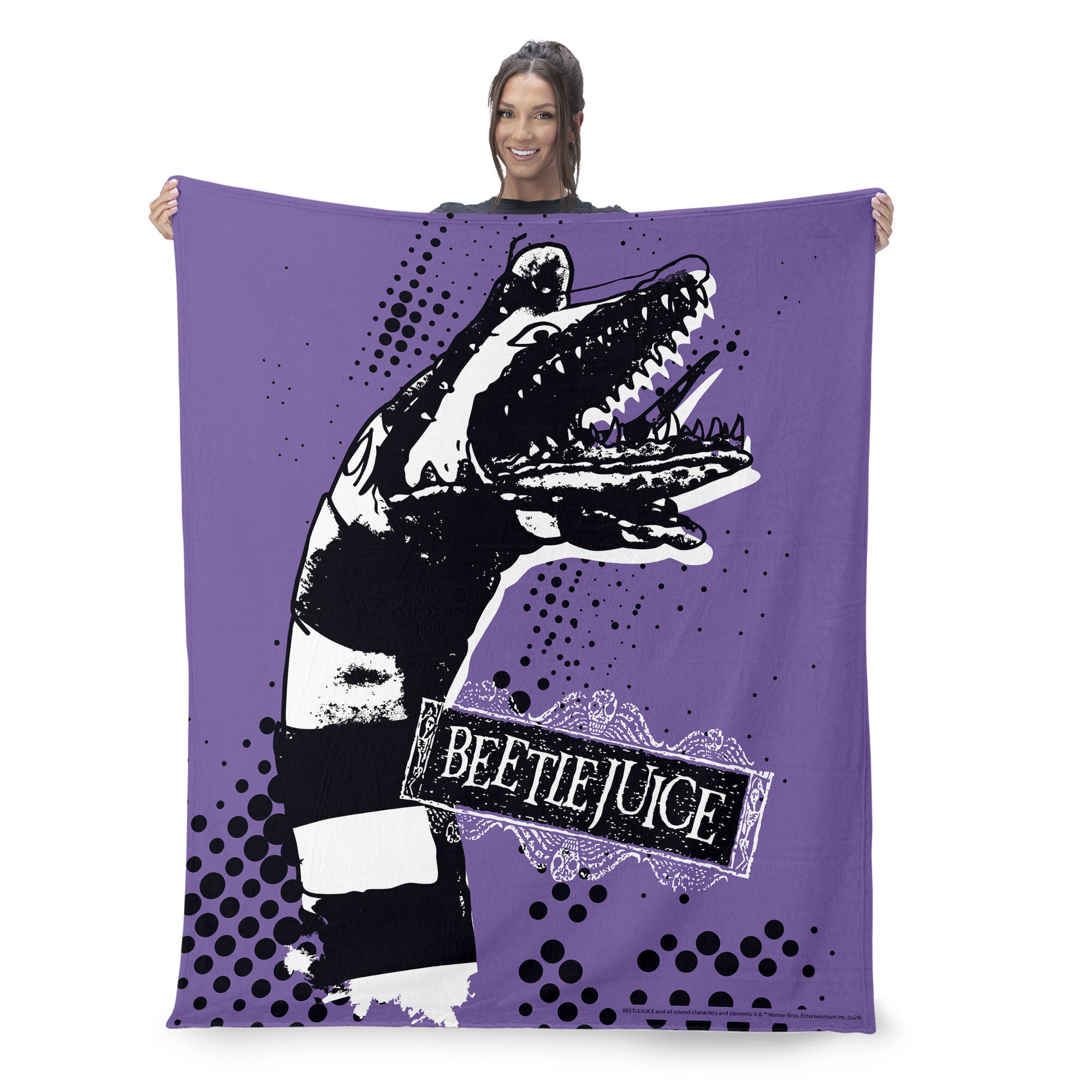 Warner Bros. Beetlejuice I Hate Sandworms Silk Touch Throw Blanket 40X50 Inches, PURPLE, on-hover image number 1