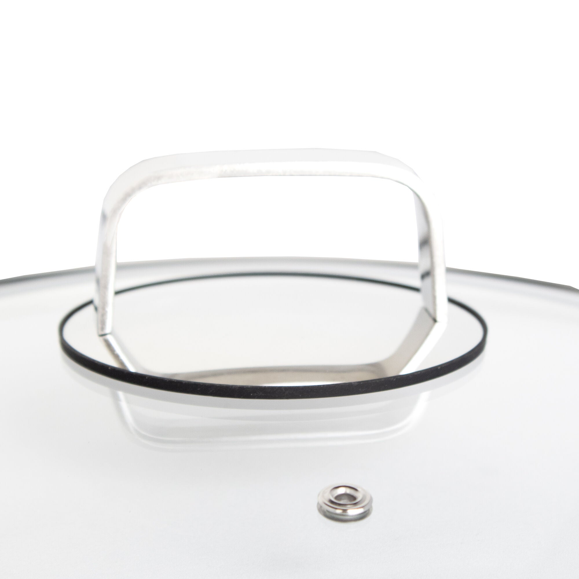 LIVWELL DiamondClad&trade; 12 inches Tempered Glass Lid with Silicone Rim, Cool Touch Insulated Handle, Dishwasher Safe &ndash; Clear, CLEAR, alternate image number 2