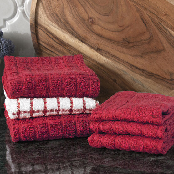 Terry Kitchen Towels And Dish Cloths, Set Of 6, , alternate image number null