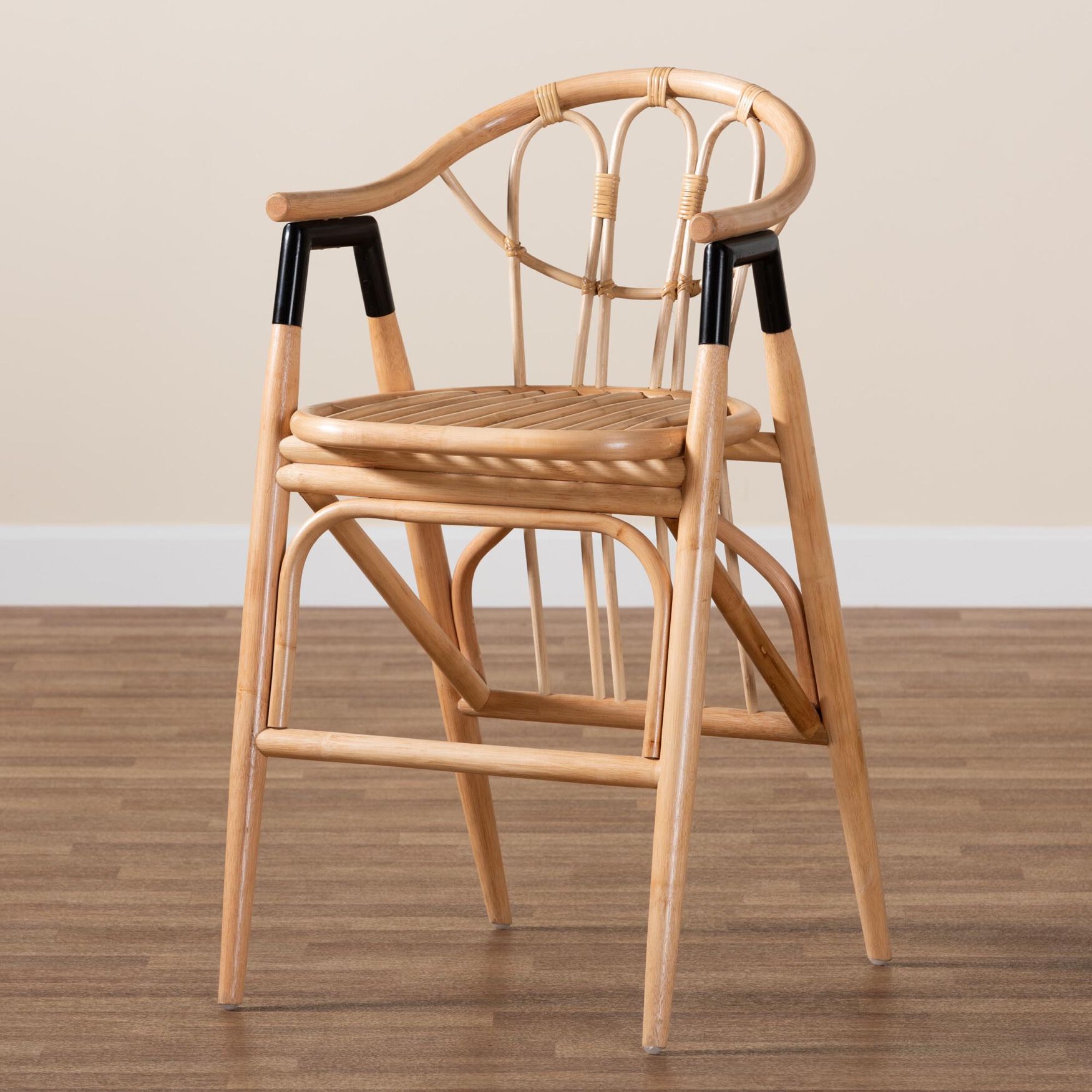 Cyntia Modern Bohemian Natural Brown Rattan Counter Stool, , alternate image number 8