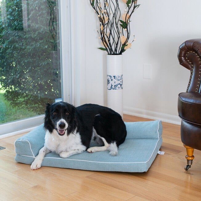 Bolstered Pet Bed Cushion With Poly Fill Cushion, Medium SoothIng Blue, , on-hover image number 1