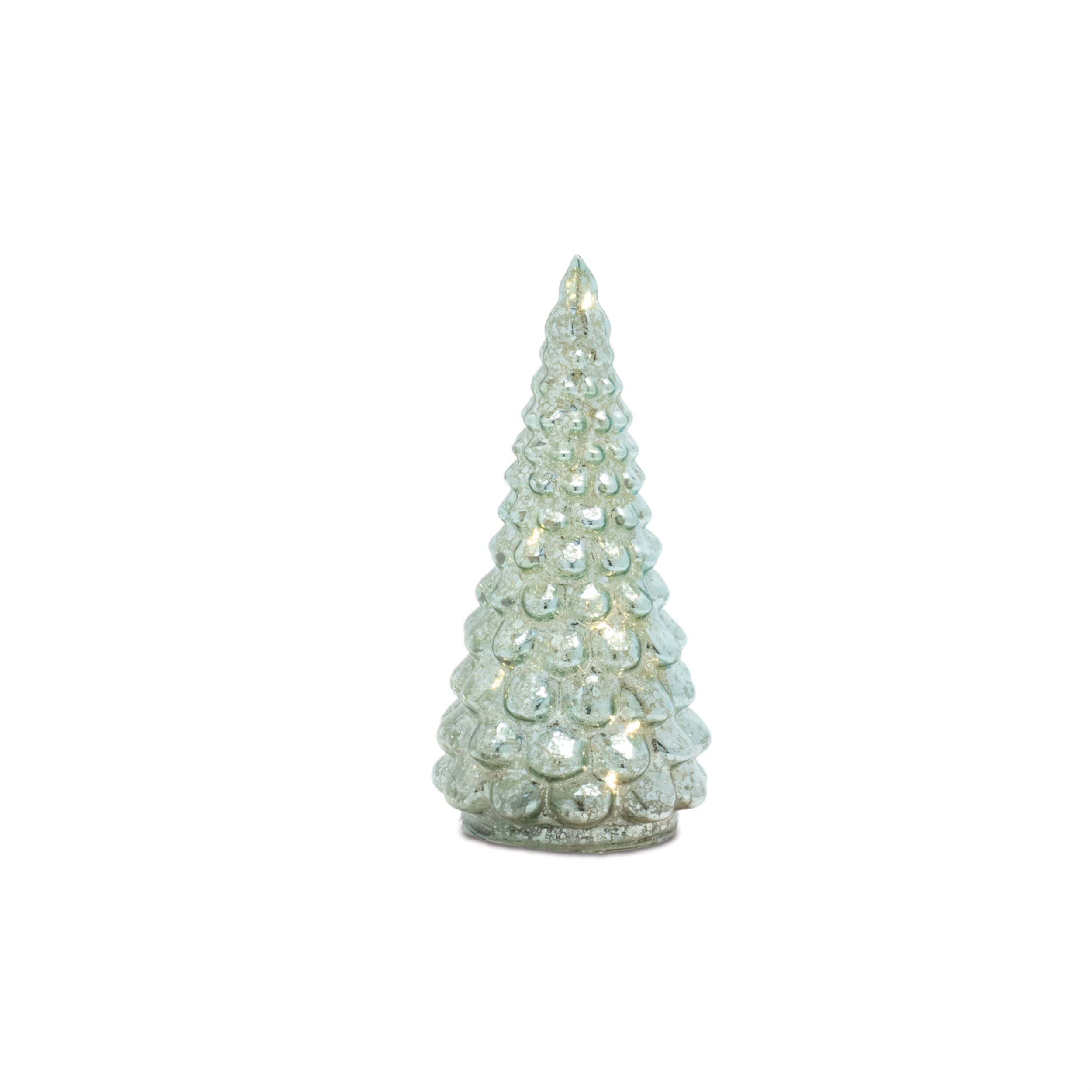 LED Green Mercury Glass Tree (Set of 3), GREEN, alternate image number 4