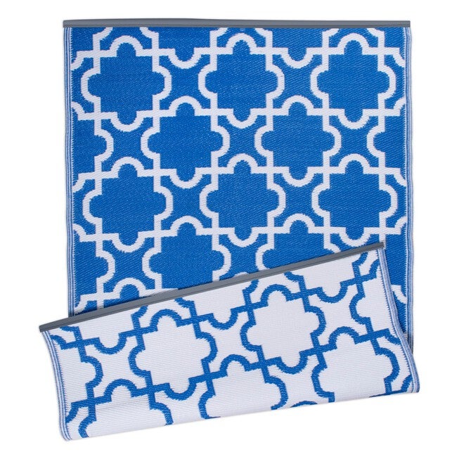 Gray Lattice Outdoor Rug 4X6 Ft Floor Coverings, BLUE, hi-res image number 0
