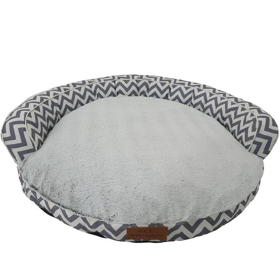 Chevron poly-cotton bolster with detachable faux fur cushion, Small Size, , on-hover image number null