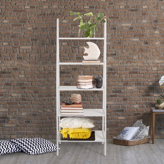 5-Shelf Ladder Bookcase-White, , alternate image number null