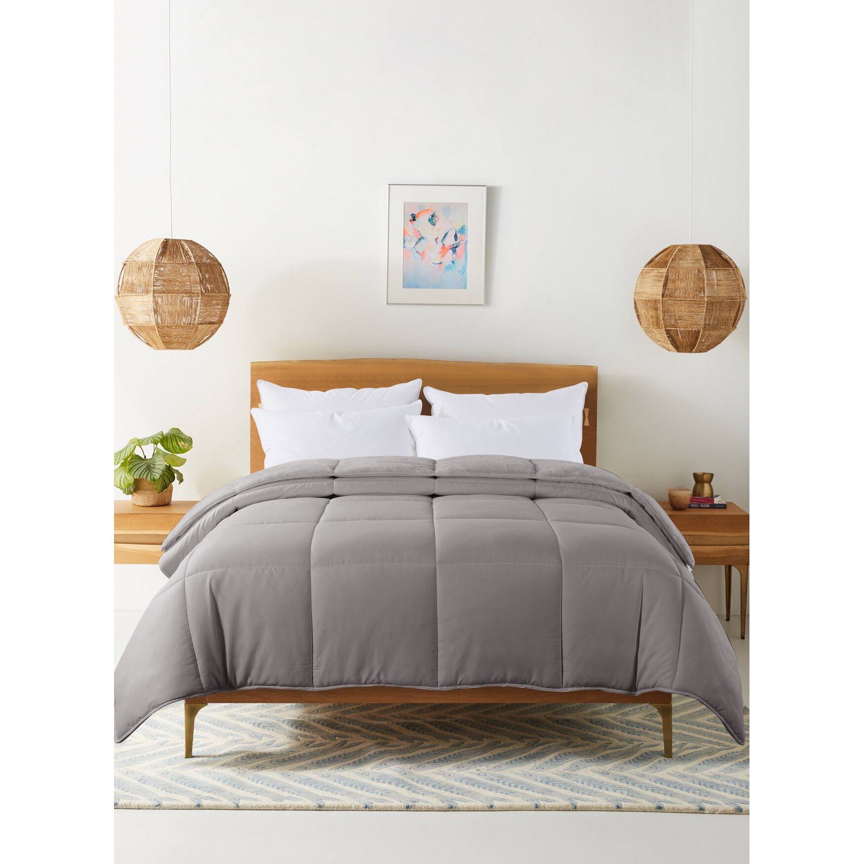 Cozy Down Alternative Reversible Comforter, Grey, , alternate image number 5