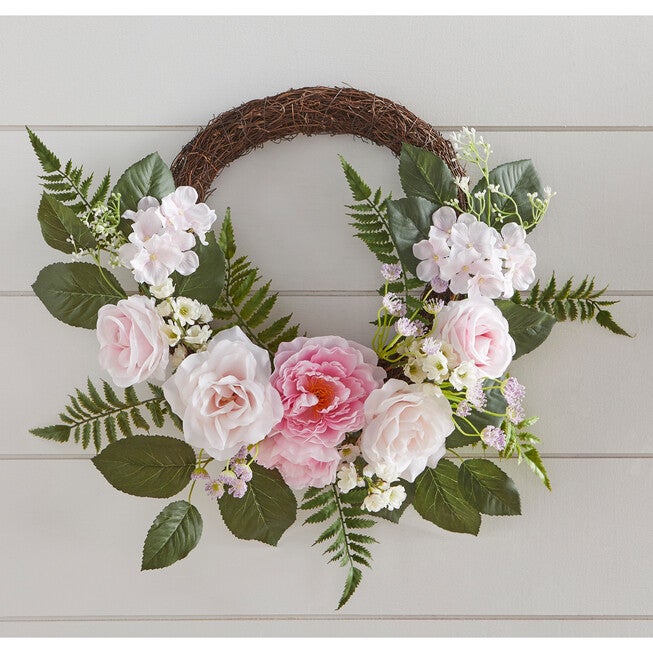 18 inches Summer Pink Rose Wreath, MULTI, hi-res image number 0