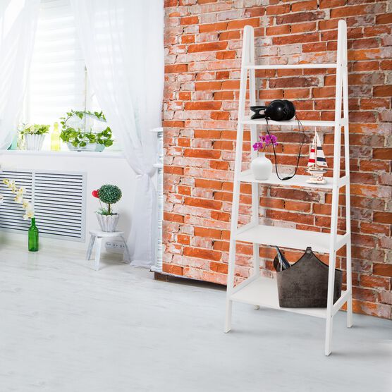 5-Shelf Ladder Bookcase-White, , alternate image number null