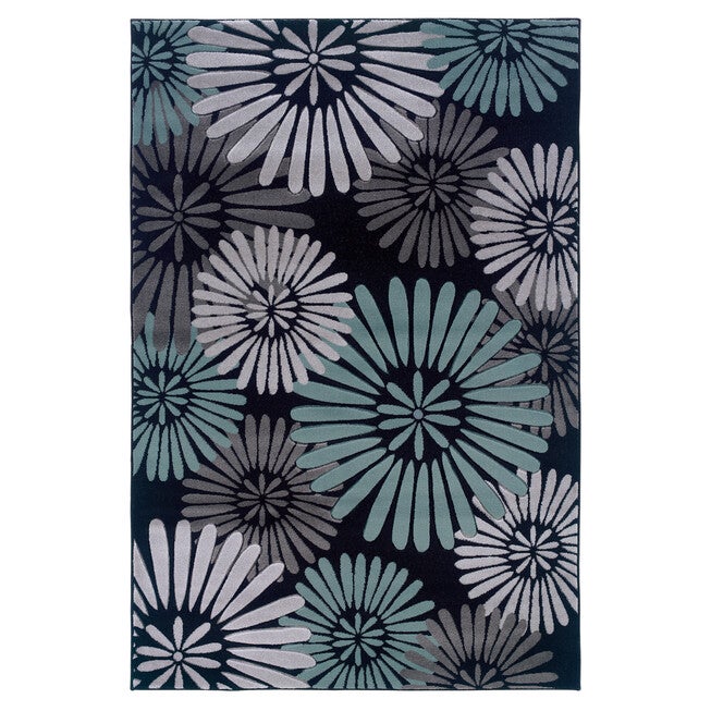 Milan Black/Aqua 2'X3' Area Rug, BLACK AQUA, hi-res image number 0