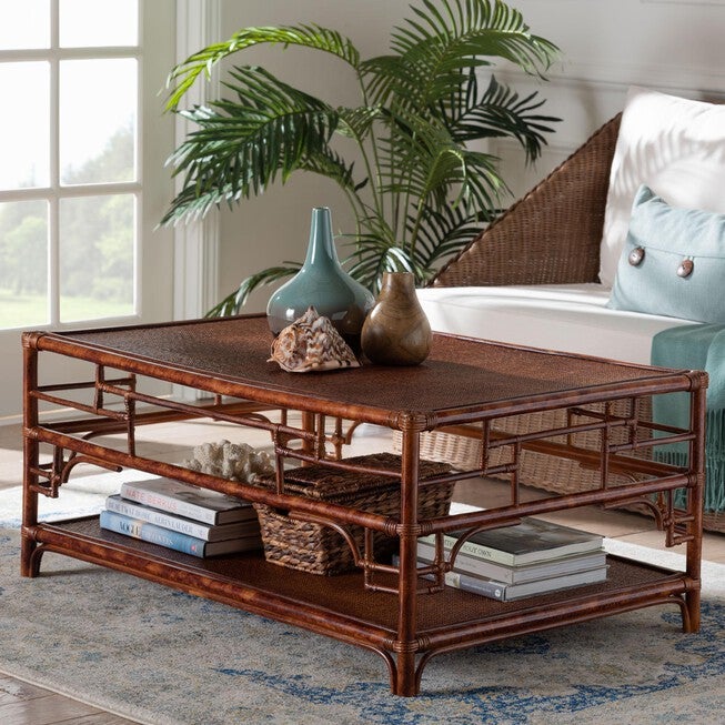 Sebalio Tortoise Natural Rattan Coffee Table, BROWN, hi-res image number null
