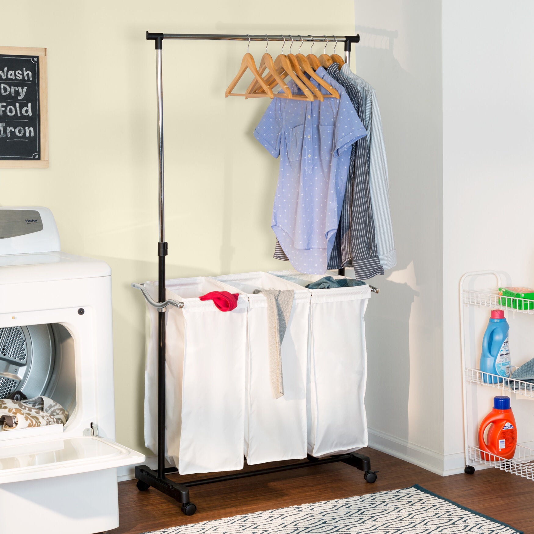 Adjustable Clothes Rack with Laundry Sorter, 4460514 | Catherines