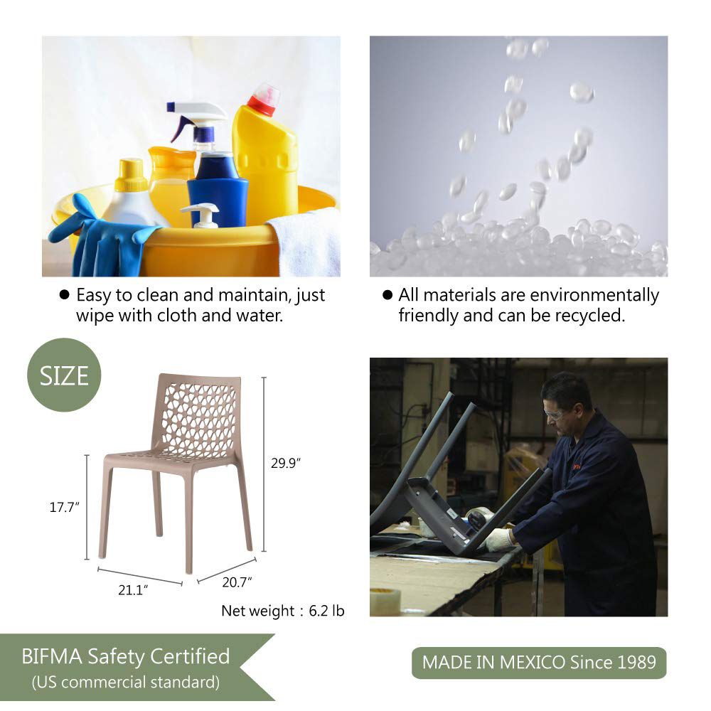 Set of 4 Milan Stackable Outdoor Dining Chairs, ORANGE, alternate image number 4