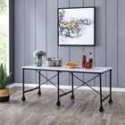 Ellisman Faux Stone Rolling Kitchen Island, WHITE, hi-res image number null
