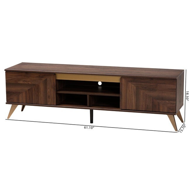 Graceland Mid-Century Modern Transitional Walnut Brown Finished Wood 2-Door Tv Stand, , alternate image number null