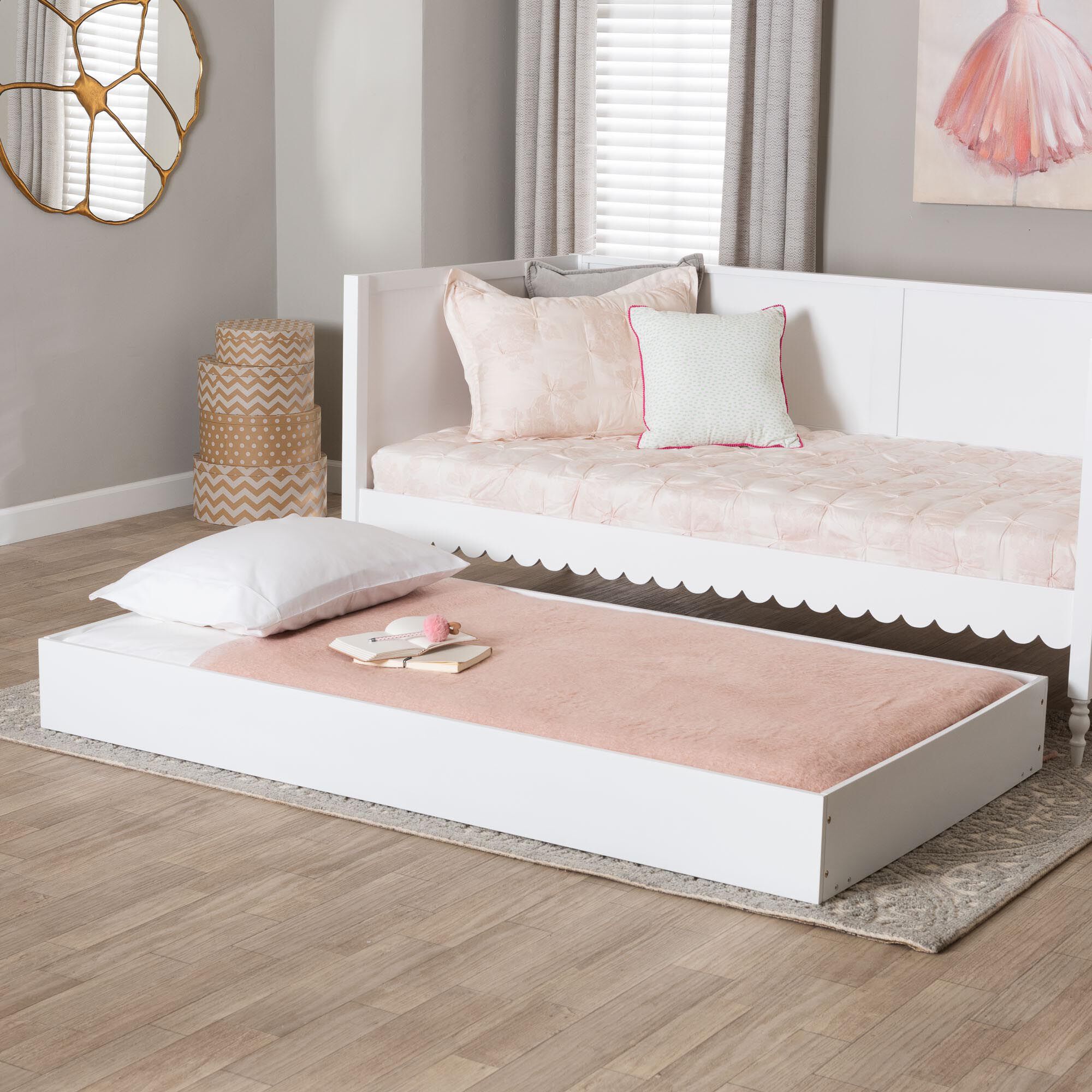 Roni Modern White Wood Twin Trundle, WHITE, alternate image number 5