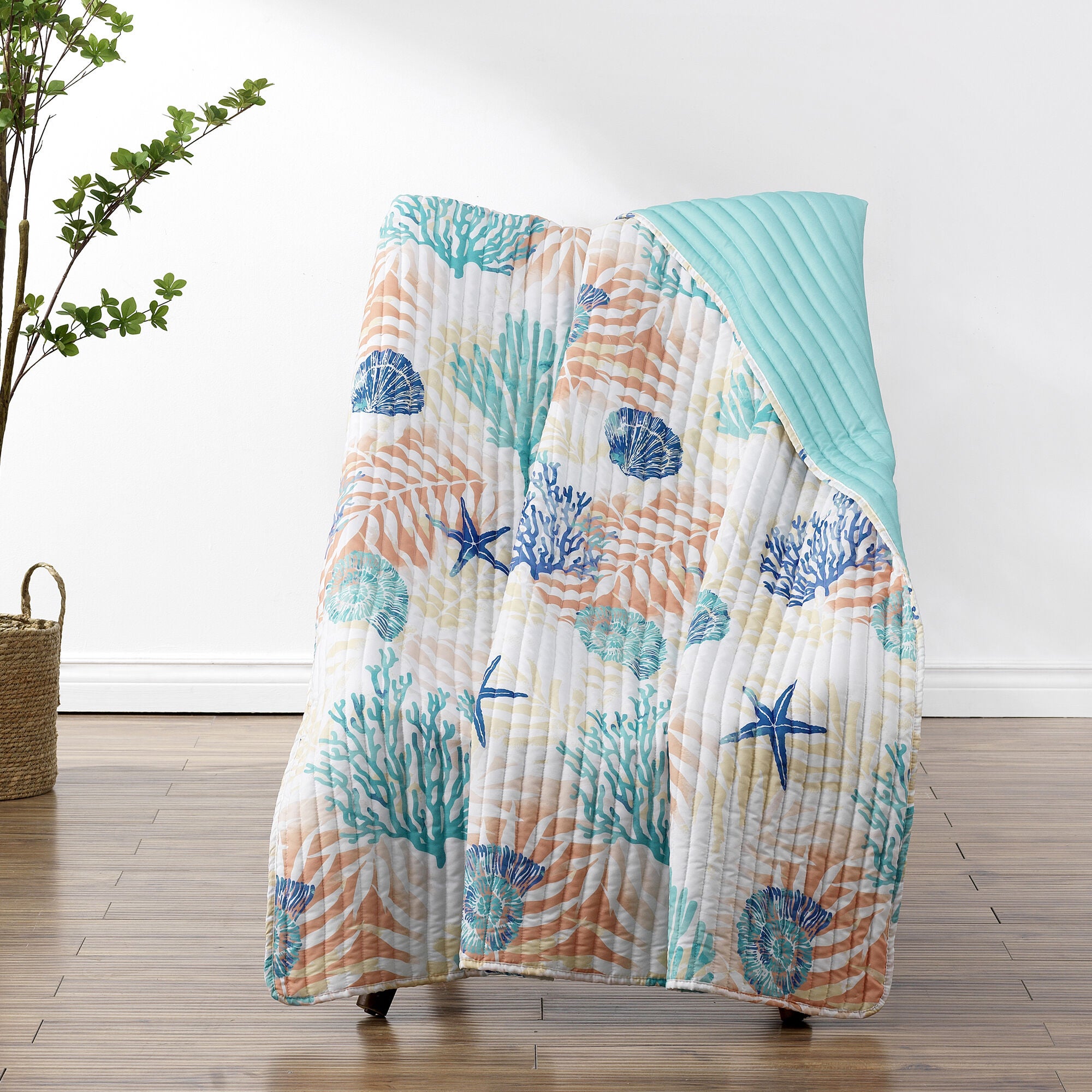 Montego Quilted Throw Blanket, AQUA, hi-res image number 0