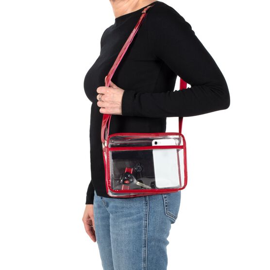 Crossbody Bag Purse With Pocket, Clear/Black, , alternate image number null