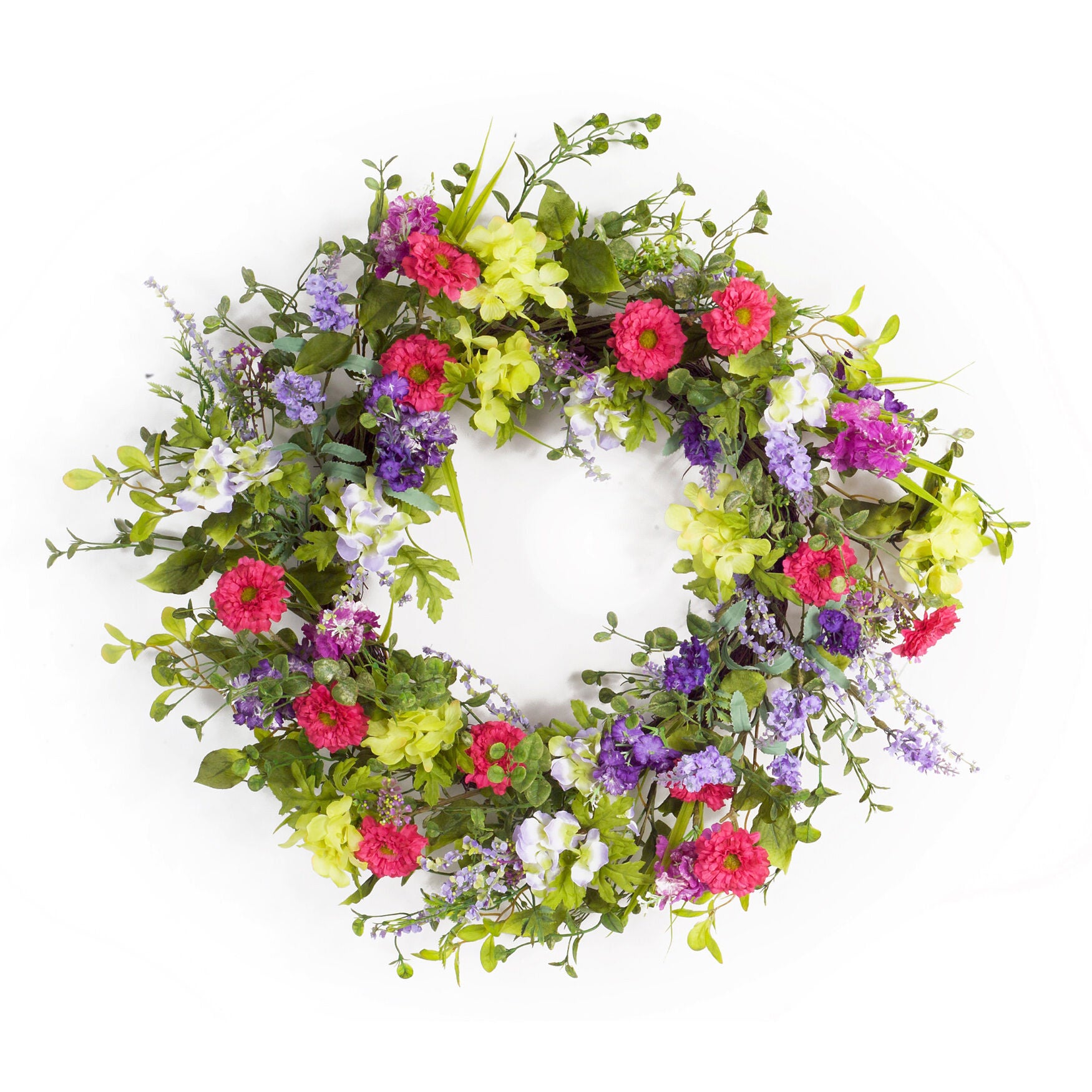 Mixed Floral Wreath 24 inchesD, PINK, hi-res image number 0