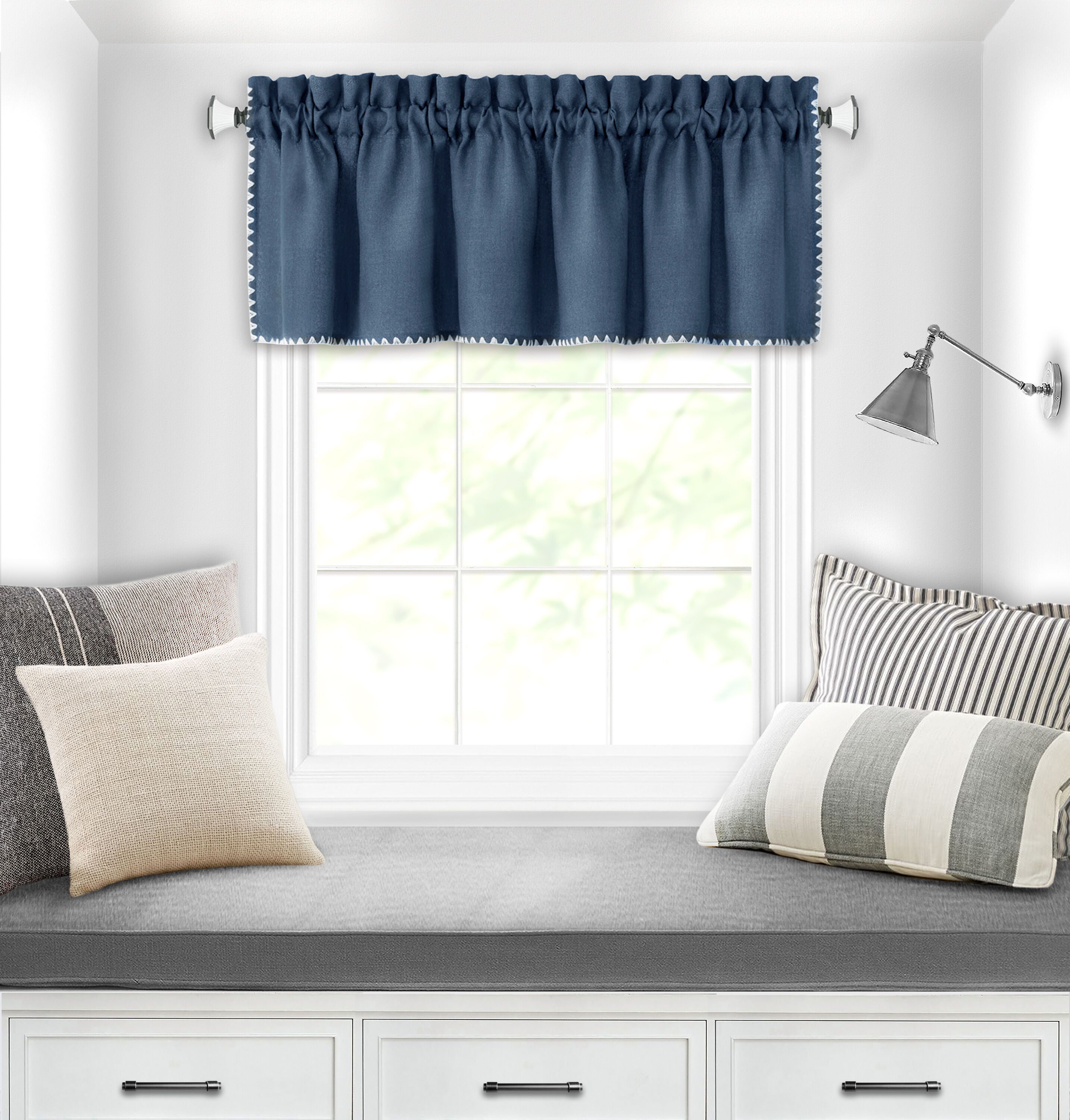 Kendal Window Curtain Valance, BLUE, hi-res image number 0