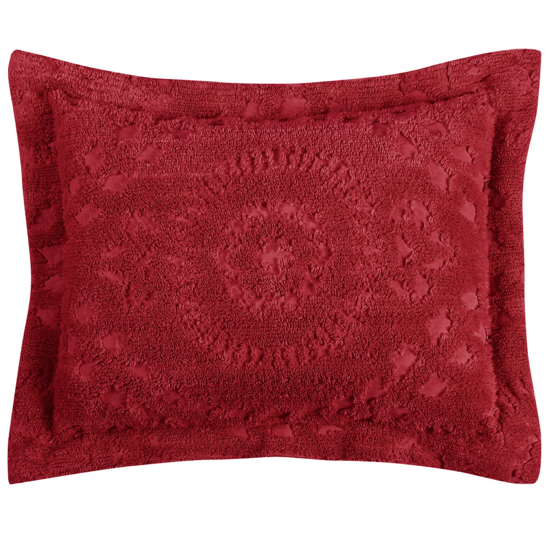 Rio Collection Tufted Chenille Sham , BURGUNDY, hi-res image number 0