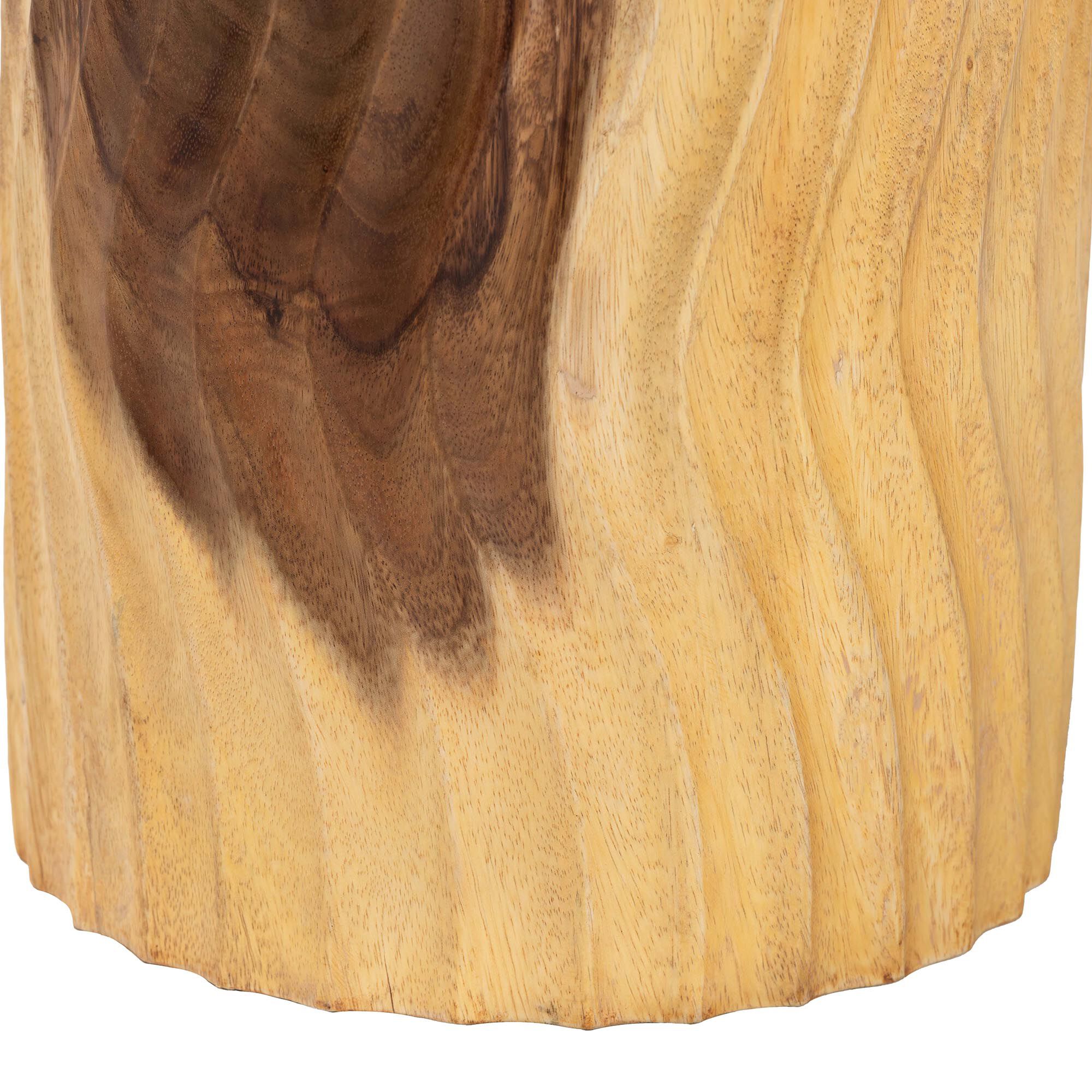Fuchsia Hand-carved Suar Wood Side Table, NATURAL BROWN, alternate image number 4