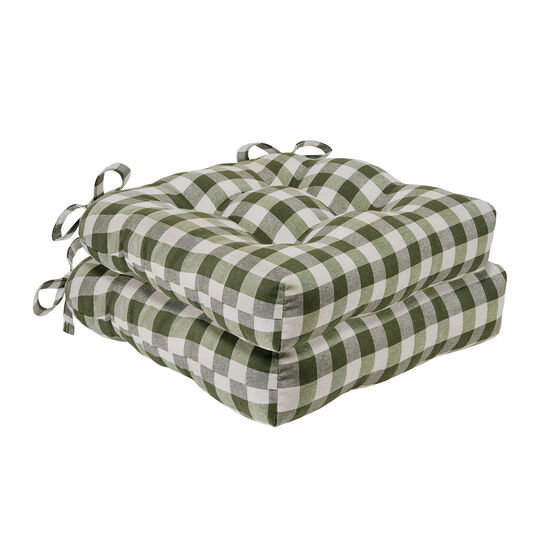Buffalo Check Tufted Chair Seat Cushions Set of Two, SAGE, hi-res image number null