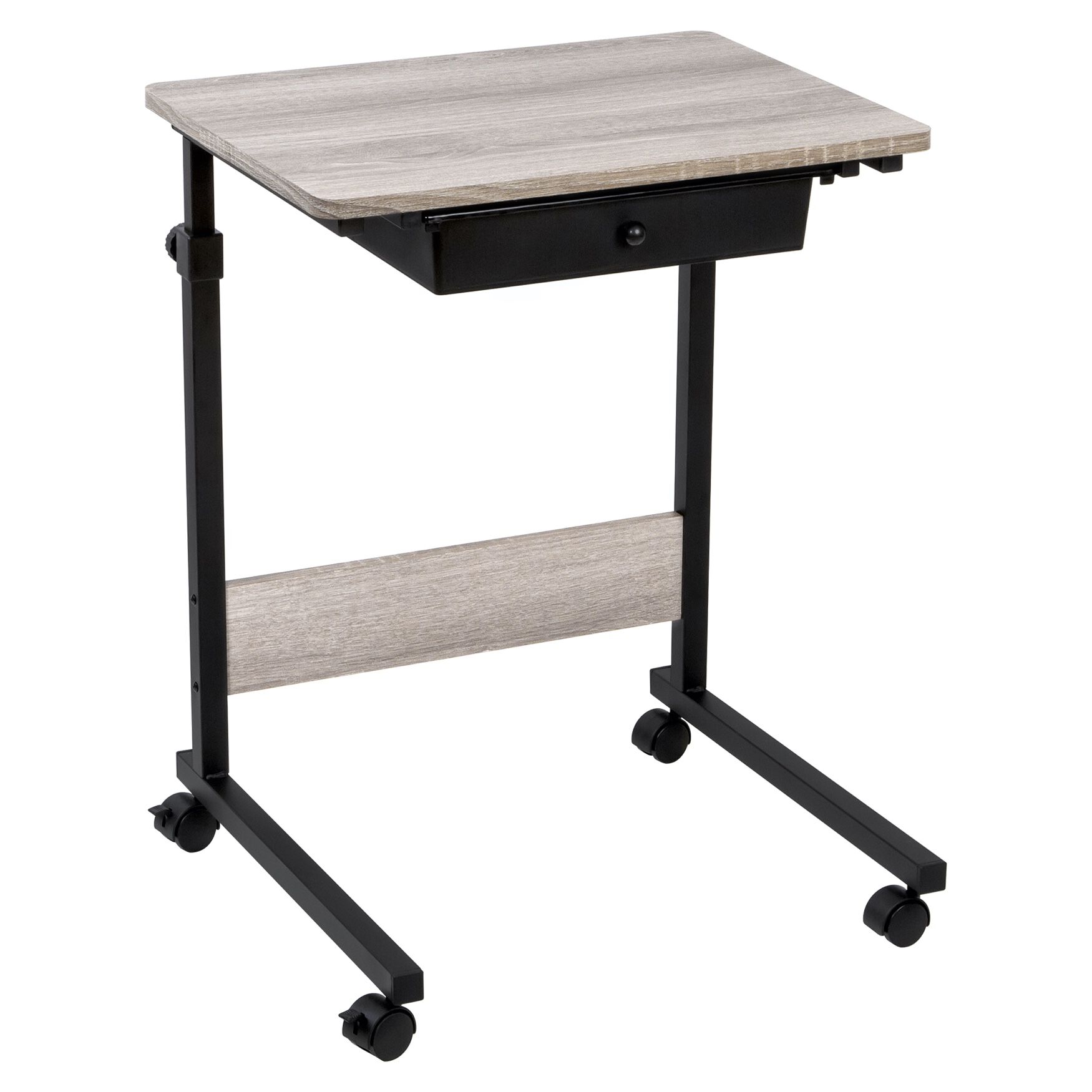 Adjustable Height Rolling Table for Home Office, Black Catherines