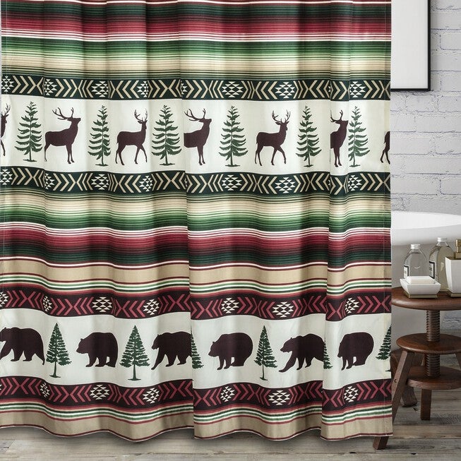 Yosemite Campfire Bath Shower Curtain, CAMPFIRE, hi-res image number null