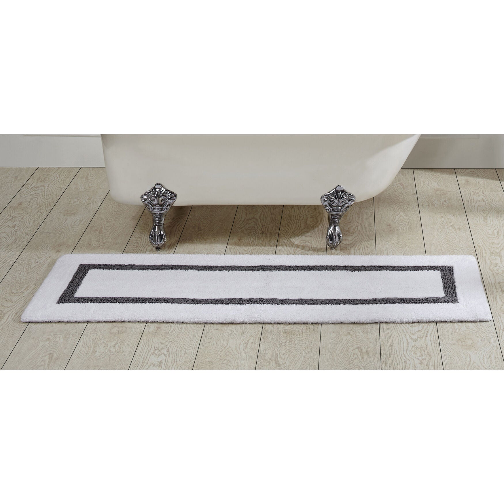 Hotel Collection 100% Cotton 20 inches X 60 inches Runner Bath Rug, WHITE GRAY, hi-res image number 0