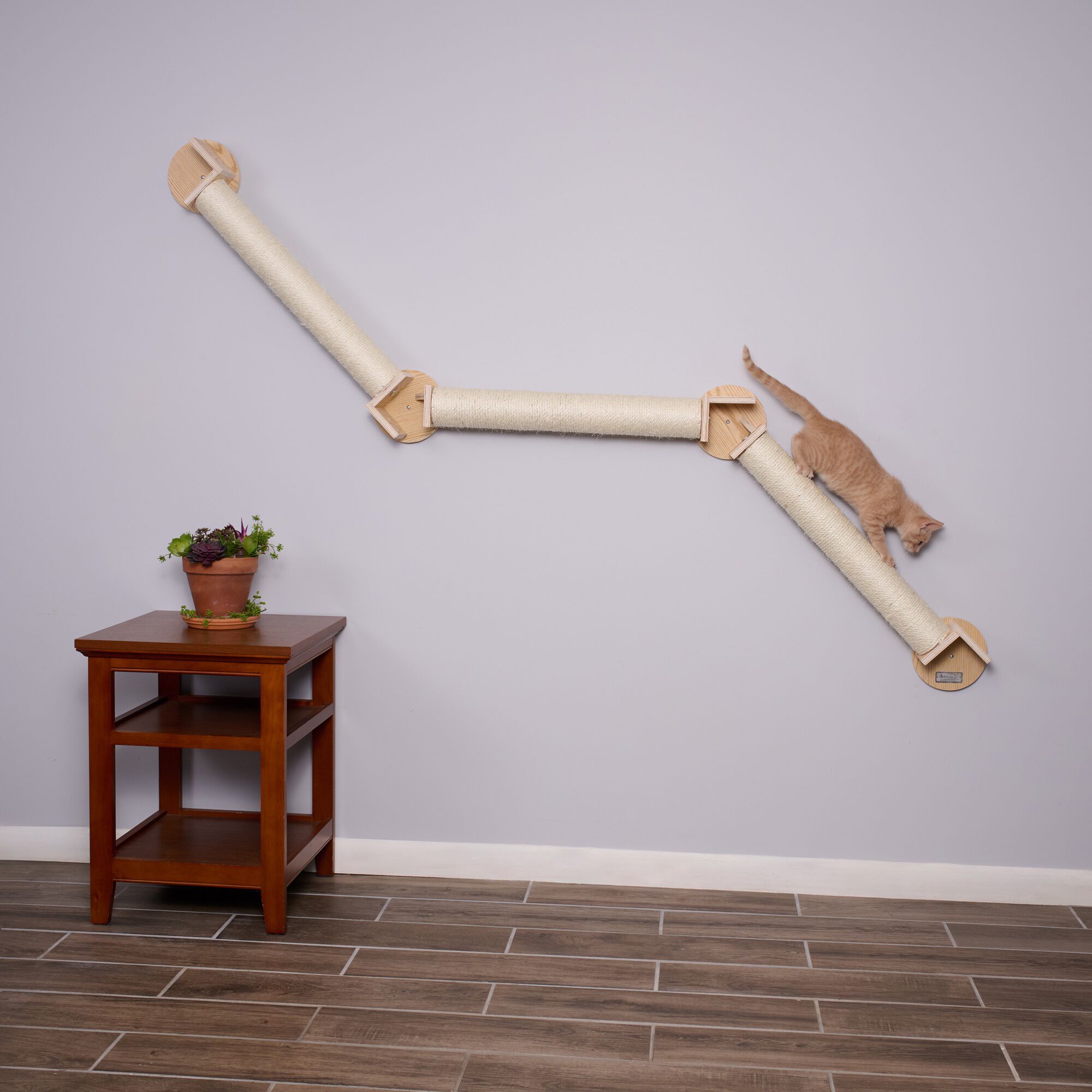 Armarkat Wall Series Wall Climbing Cat Post Bridge W2307, NATURAL BEIGE, hi-res image number 0