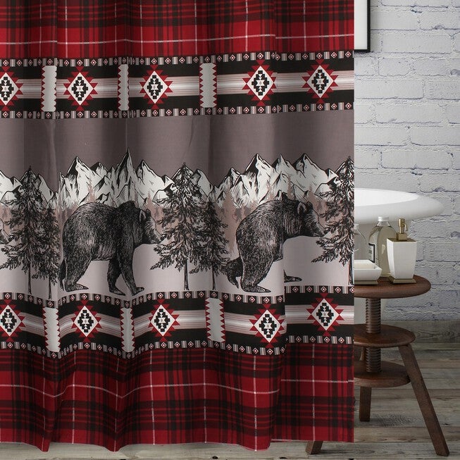 Timberline Shower Curtain, RED, hi-res image number 0