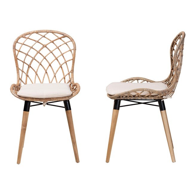 Sabelle Modern Bohemian Black Finished Rattan And Metal Dining Chair, , alternate image number 9