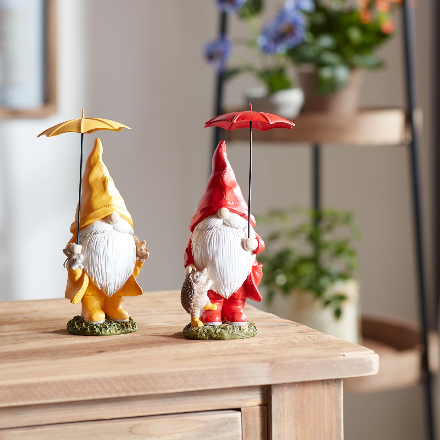 Garden Gnome With Umbrella And Woodland Animals (Set Of 4), , alternate image number 3
