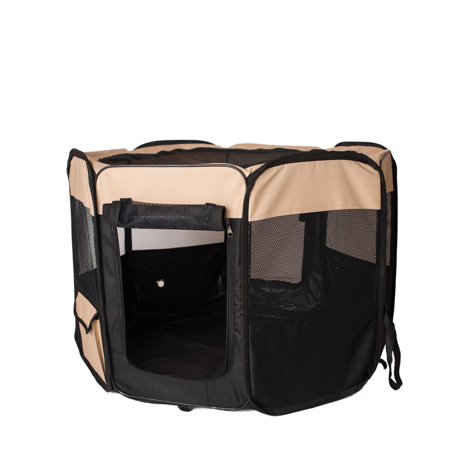 Portable Pet Dog Kitten Playpen In Black And Beige Combo, , alternate image number 8