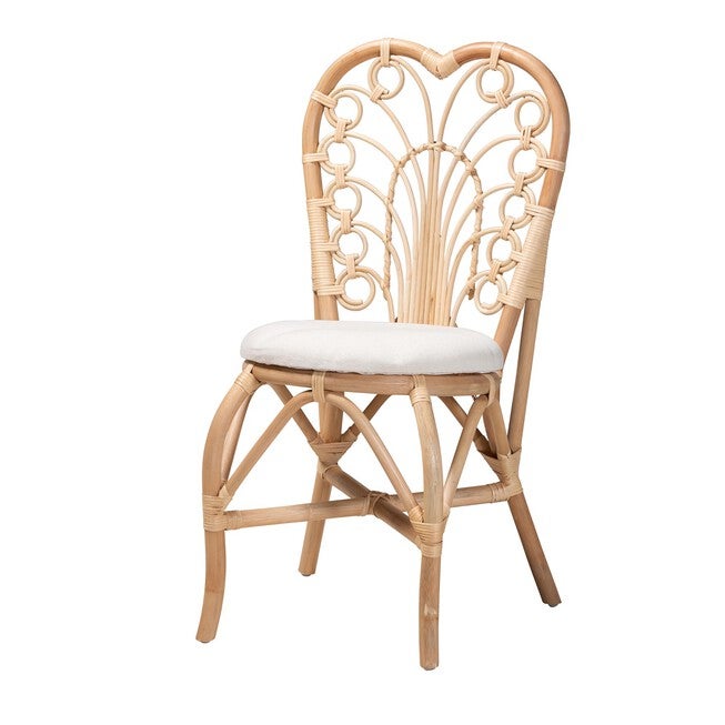 Jerica Modern Bohemian Natural Brown Rattan Dining Chair, NATURAL BROWN RATTAN, hi-res image number 0