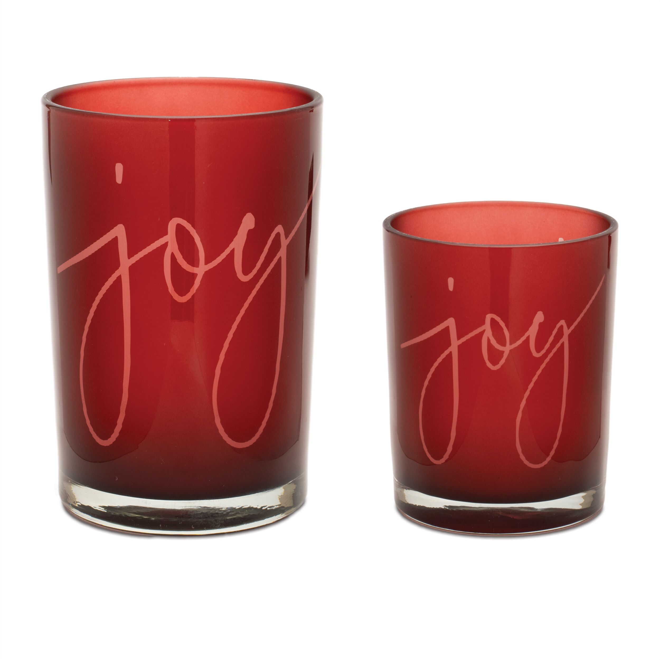 Joy Glass Votive Holder (Set of 2), RED, hi-res image number 0