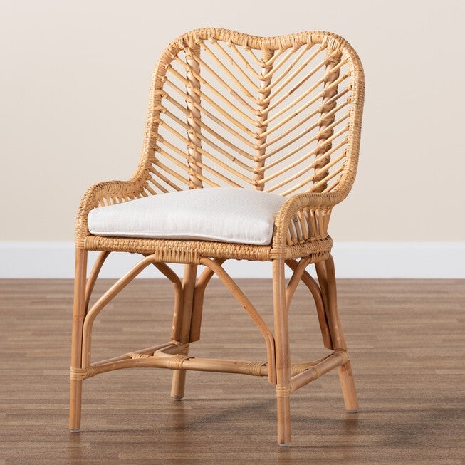 Arween Modern Bohemian Natural Brown Rattan Dining Chair, , alternate image number null