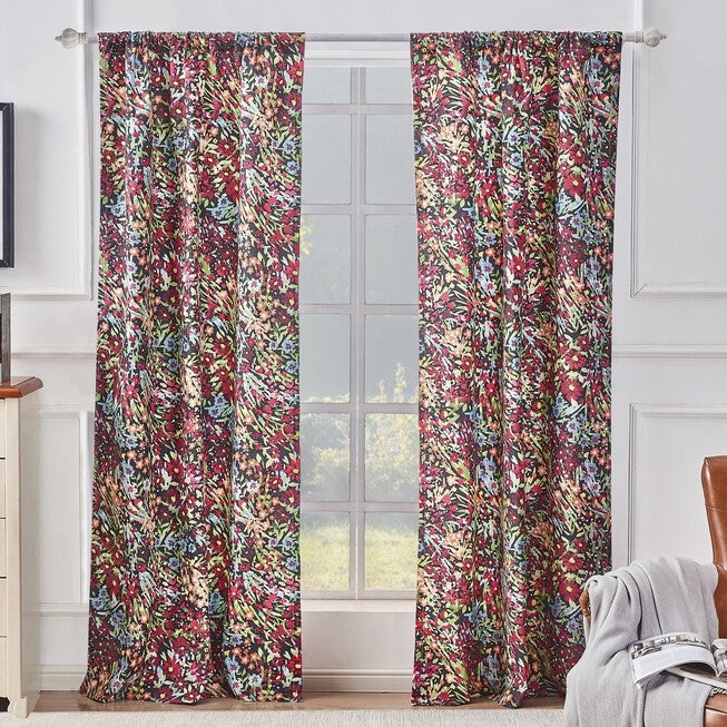 Alice Midnight Curtain Panel Pair, MIDNIGHT, hi-res image number 0