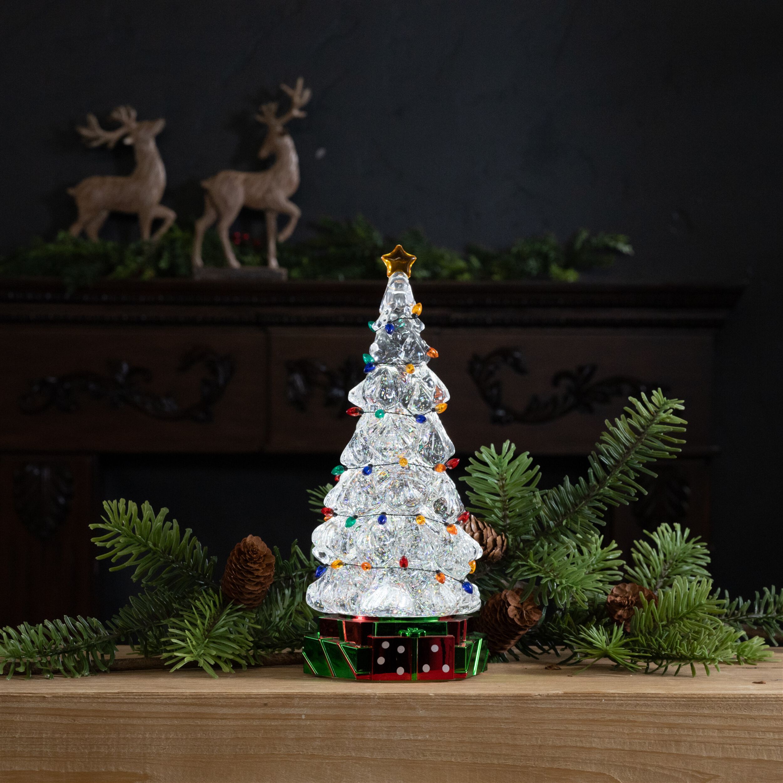 LED Christmas Tree with Holiday Lights 11.5 inchesH, WHITE RED GREEN, alternate image number 4