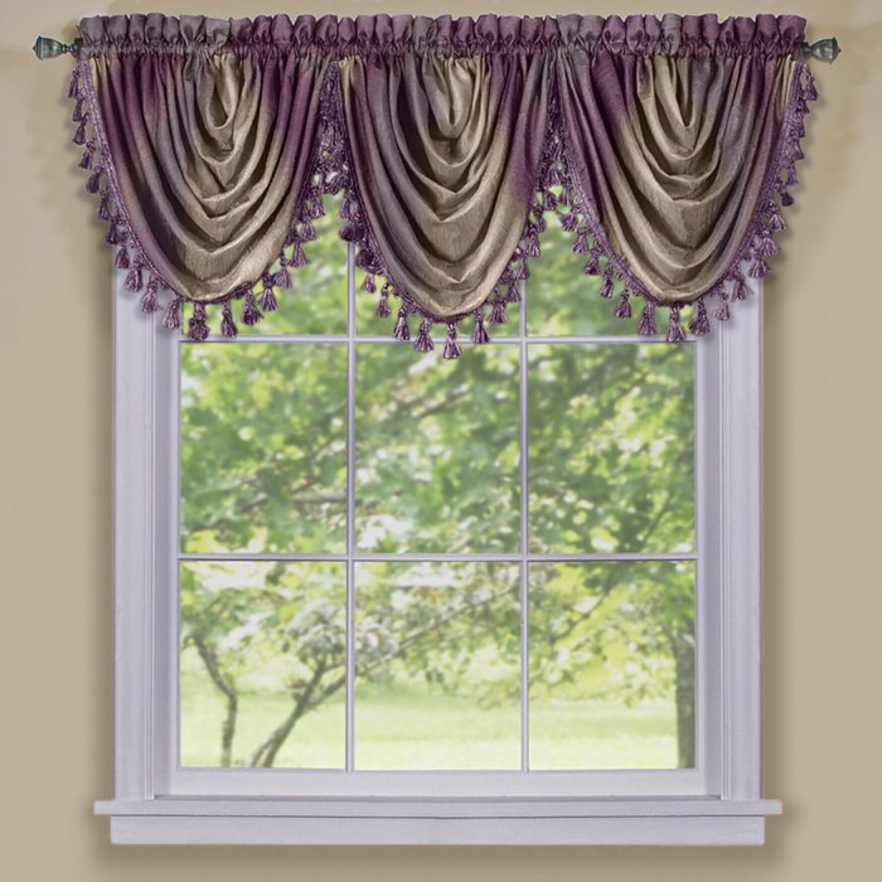 Ombre Waterfall Valance, AUBERGINE, hi-res image number 0