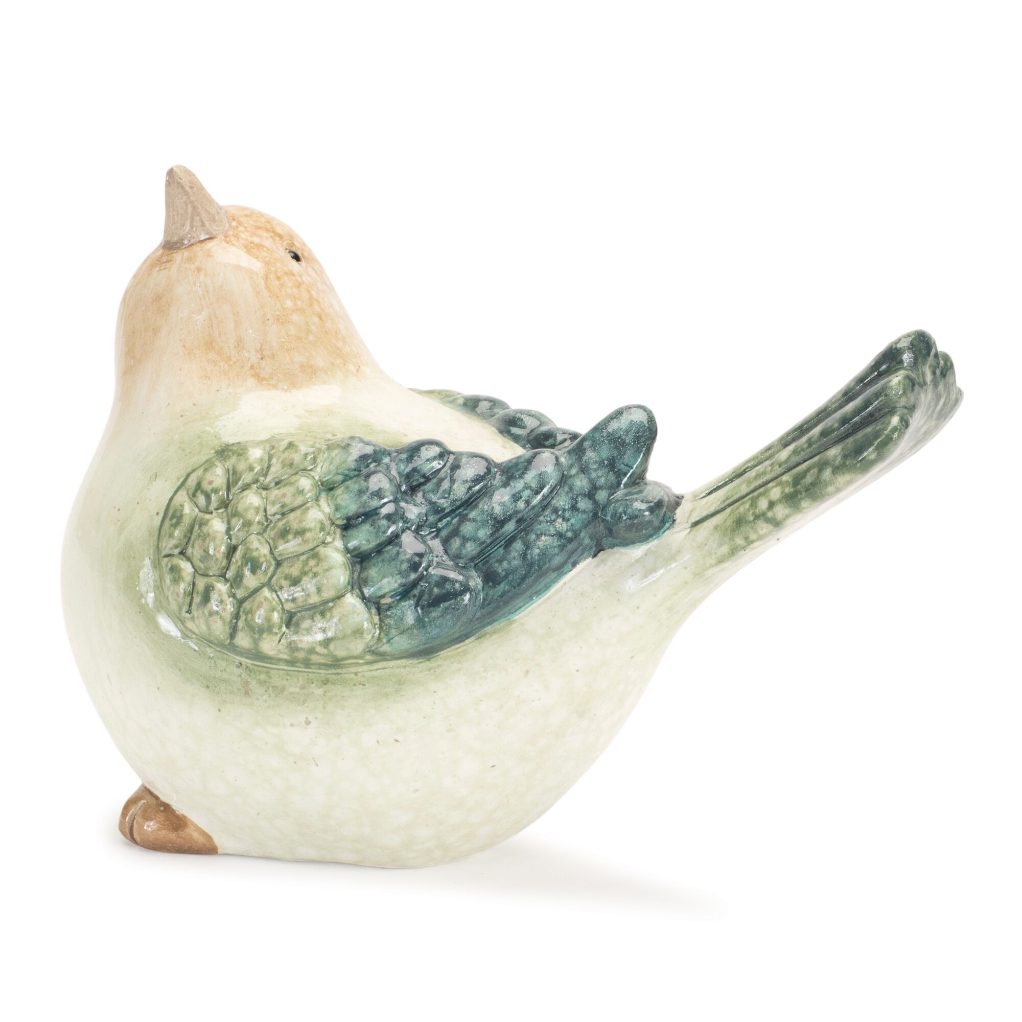 Terra Cotta Bird Figurine (Set of 4), BEIGE/BLUE/GREEN, alternate image number 2