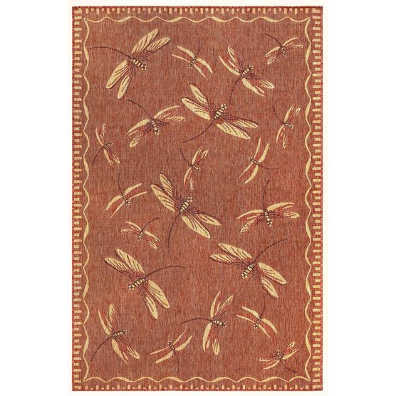 Liora Manne Carmel Dragonfly Indoor/Outdoor Rug 23"X7'6", RED, hi-res image number null