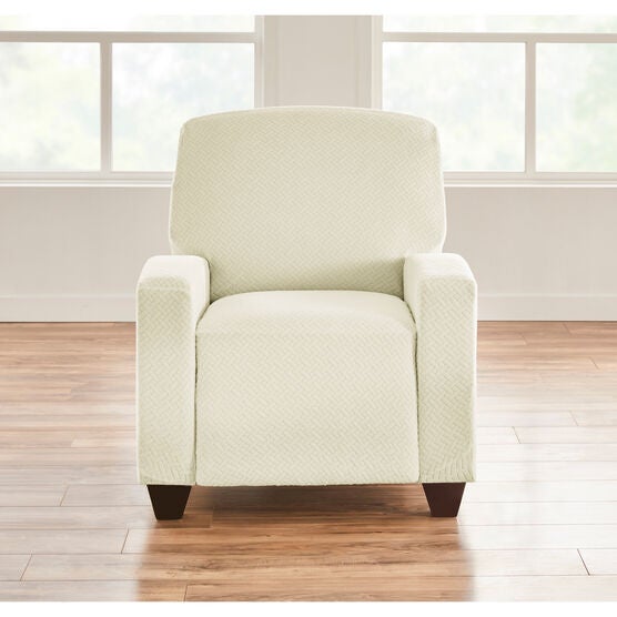 BH Studio Basketweave Stretch Recliner Slipcover, IVORY, hi-res image number null
